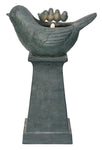 ZUN 18.7x10.6x28.5" Decorative Gray Bird Pedestal Outdoor Water Fountain with Light and Pump W2078P178883