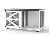 47.2" Mobile Dog Crate with Flip-Top Feeding Door, Dual-Access & 5 Caster System , Side 26308140