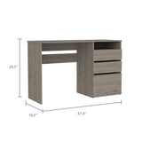 ZUN Dublin Three Drawer Computer Desk, One Shelf -Light Gray B20091906