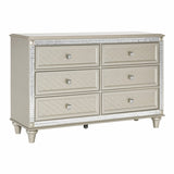 ZUN Luxury Champagne Finish Dresser of 6 Drawers 1pc Glamorous Crystal Diamond Pattern Knobs Stylish B01182314