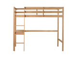Twin High Loft Bed, Rubber Wood Loft Bed with Safety Guardrail, built-in desk, ladder,White Oak W504P206980