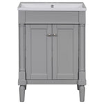 ZUN 24'' Bathroom Vanity with Top Sink, 2-Tier Modern Bathroom Storage Cabinet, Single Sink Bathroom N710P178454E