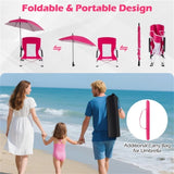 2 Pack Pink Umbrella Chair for Adults with Adjustable ParasolPortable Backpack Beach Chair 62111420