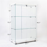 Two Door Glass Cabinet Glass Display Cabinet with 3 Shelves, White 81861862