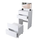 3 in 1 Vanity Desk with open Top Mirror,Small Make Up Vanity Set with Visible Glass Desktop,Compact W331P265782