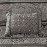 7 Piece Jacquard Comforter Set Grey King B03597023