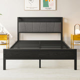 Full Size Bed Frame, Storage Headboard with Charging Station, Solid and Stable, Noise Free, No Box 14849351