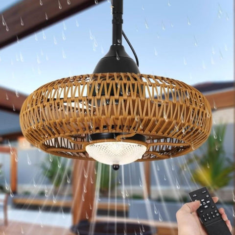 ZUN Waterproof Outdoor Ceiling Fan with Lights Remote Control W2738P242334