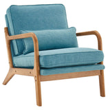 Oak Armrest Oak Upholstered Single Lounge Chair Indoor Lounge Chair Teal 35782553
