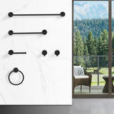 ZUN Bathroom Hardware Set, Thicken Space Aluminum 6 PCS Towel bar Set- Matte Black 24 Inches Wall 07835652