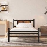 Twin Size Bed Frames with Wood Headboard and Footboard,Strong Metal Slats Support for Twin Bed W3286P308613