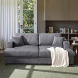 Goliath 86" Oversized Double Chaise Lounge Sofa Bed Carbon Gray Corduroy B2719P318951