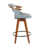 Oracle Mid-Century Modern Counter Stool in Walnut Bamboo and Grey Faux Leather by LumiSource B202P222094