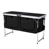 Outdoor Folding Camping Table with Storage Compartment, 4ft Portable Pinic Table with 3 Adjustable 31659243