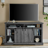 ZUN TV Stand for 65 Inch TV, Entertainment Center with Storage Cabinets and Sliding Barn Door, Mid W1781P268266