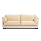 ZUN 89.76 Inch Top Genuine Leather Sofa, 3 Seater Leather Couch, Mid-Century Modern Couch for Living W2582P182425