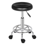 ZUN Round Stool with Lines Rotation Bar Stool Black 95601497