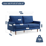 ZUN 69” Modern Decor Upholstered Sofa Furniture, Wide Velvet Fabric Loveseat Couch, Solid Wooden Frame B082111399