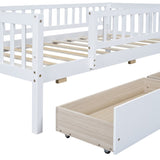 Twin Size Daybed Wood Bed with Two Drawers , White WF301864AAK
