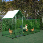 ZUN 10x3FT Metal Chicken Coop Run Backyard Hen House Poultry Habitat Cage w/Cover W2505P151984