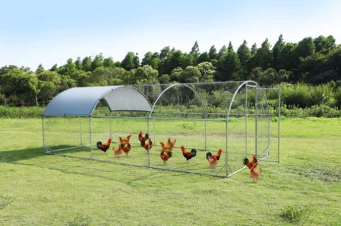 ZUN Large metal chicken coop upgrade three support steel wire impregnated plastic net cage, Oxford cloth 44427995