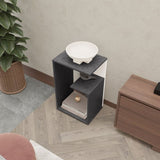 FURNITURE Vega Side Table in melamine with open storage,Onix and White 83083392