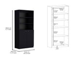 2-Door Bookcase with Upper Shelves, Black B097P167423