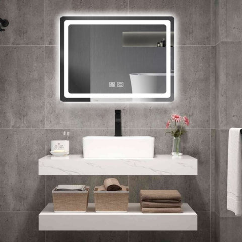 ZUN 31in. H LED Single Vanity Mirror in Polished Crystal Vanity LED Mirror for W2026P203668