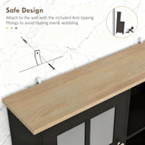 Freestanding Cabinet,Kitchen Pantry Storage Cabinet,Large Countertop, Glass Doors and Adjustable T3971P416309