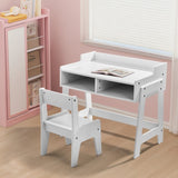 White Kids Study Desk and Chair Set with Storage, MDF, 60.5*41.5*50cm 80179517
