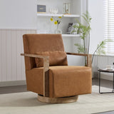 30.3"W Swivel Modern Upholstered Accent Chair with Solid Wood Armrests and 360 Degree Comfy Lounge W1298P246436