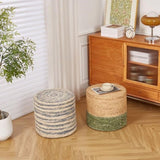 Round Pouf Ottoman Natural Seagrass Pouf Footrest, Foot Stool for Bedroom Living Room Accent 03496729