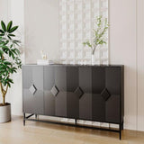 Accent Black Lacquered 4 Door Wooden Cabinet Sideboard Buffet Server Cabinet Storage Cabinet, for W1435133315