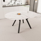 47-63 " extendable white circular dining table, 4-6 person kitchen dining table, modern coffee table 79089534