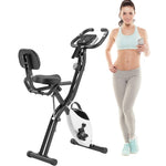 ZUN Folding Exercise Bike, Fitness Upright and Recumbent X-Bike with 10-Level Adjustable Resistance, Arm 62589639