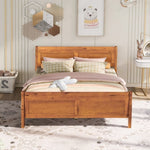 ZUN Queen Size Wood Platform Bed with Headboard and Wooden Slat Support 18391919