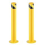 ZUN Safety Bollard Post, 36 Inch Height Steel Bollards, 3.5 Inch Diameter Parking Bollard, Yellow Powder 78914444