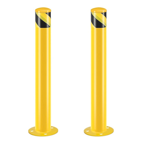 ZUN Safety Bollard Post, 42 Inch Height Steel Bollards, 3.5 Inch Diameter Parking Bollard, Yellow Powder 52765983