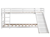Elevated Cross Guard Rail with Slide Twin Pine Wooden Bed White 41427487