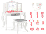 White Kids Vanity Set with Tri-Folding Acrylic Mirror & Drawer, 2-in-1 Convertible Design 97337037