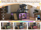 Litter Box Enclosure with Cat Tree, Hidden Litter Box with LED Light, Sisal Scratching Board and N704P443507E