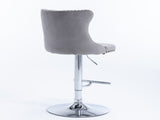 Swivel Velvet Barstools Adjusatble Seat Height from 25-33 Inch, Chrome base Bar Stools with Backs W1143P309419