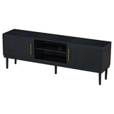 Mirod Stylish TV Stand with Vertical Striped Doors, Space-Saving Sliding Door Design, Sturdy Solid N760P251947B