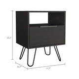 Augusta Nightstand , End Table, Side Table Single Door Cabinet, Hairpin Legs -Black B07092072
