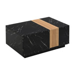 ZUN ON-TREND Modern 35.4 x 23.6 Inch Two-tone Coffee Table with Faux Marble and Walnut Wood Grain WF321209AAB