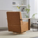 30.3"W Swivel Modern Upholstered Accent Chair with Solid Wood Armrests and 360 Degree Comfy Lounge W1298P246436
