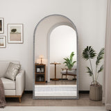 Iron Arch Retro Full Length Mirror With Supporting Feet, For Living Room, Bedroom W757P268975