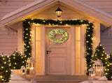 2 Pack 24in Pre-lit Christmas Wreath, Lighted Artificial Xmas Wreath with 100 Warm Lights and 150 22537616