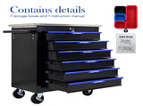 6 DRAWERS MULTIFUNCTIONAL TOOL CART WITH WHEELS-BLACKBLUE W1102P182235