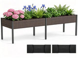2-Section PE Rattan Raised Garden Bed, 29" Ergonomic Elevated Planter Box with Detachable Fabric 25197880